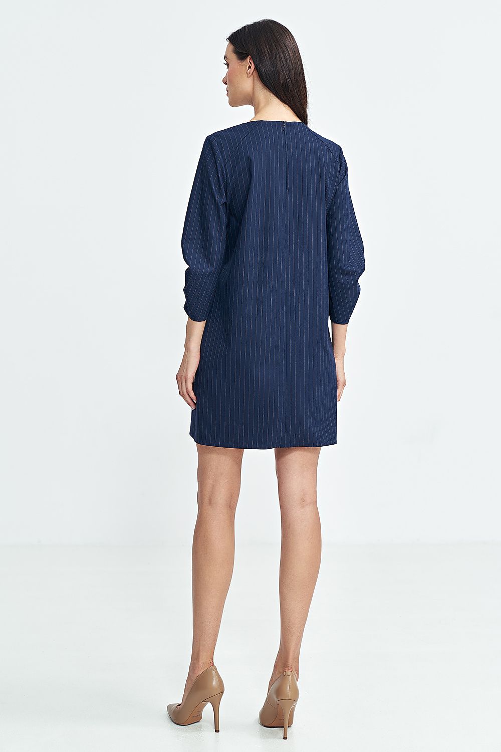 Elegant A-Line Daydress with 3/4 Sleeves and Contrasting Tennis Stripes by Nife