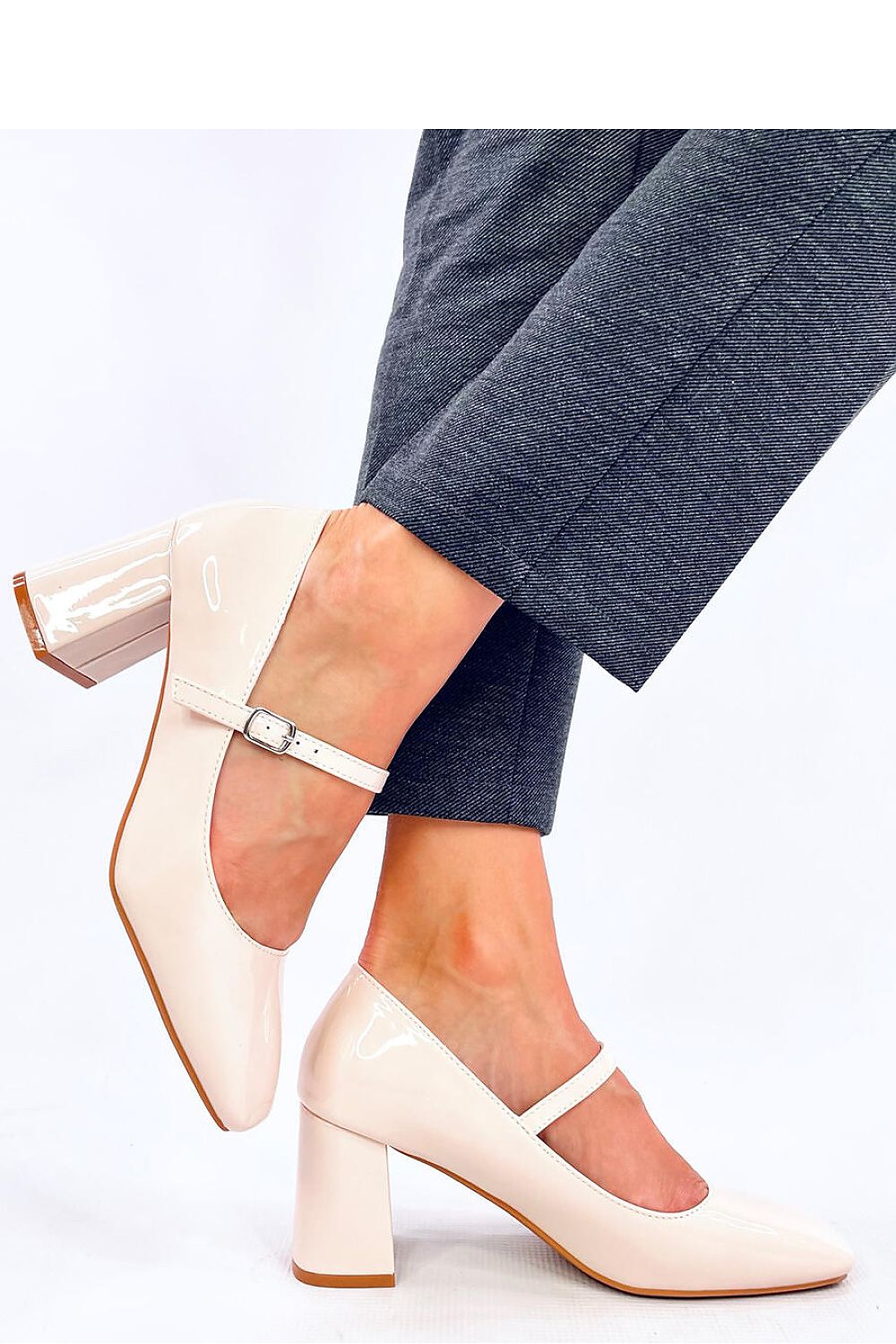 Luxury Mary Jane Block Heel Pumps by Inello in Ecological Patent Leather, 6.5 cm Heel Height
