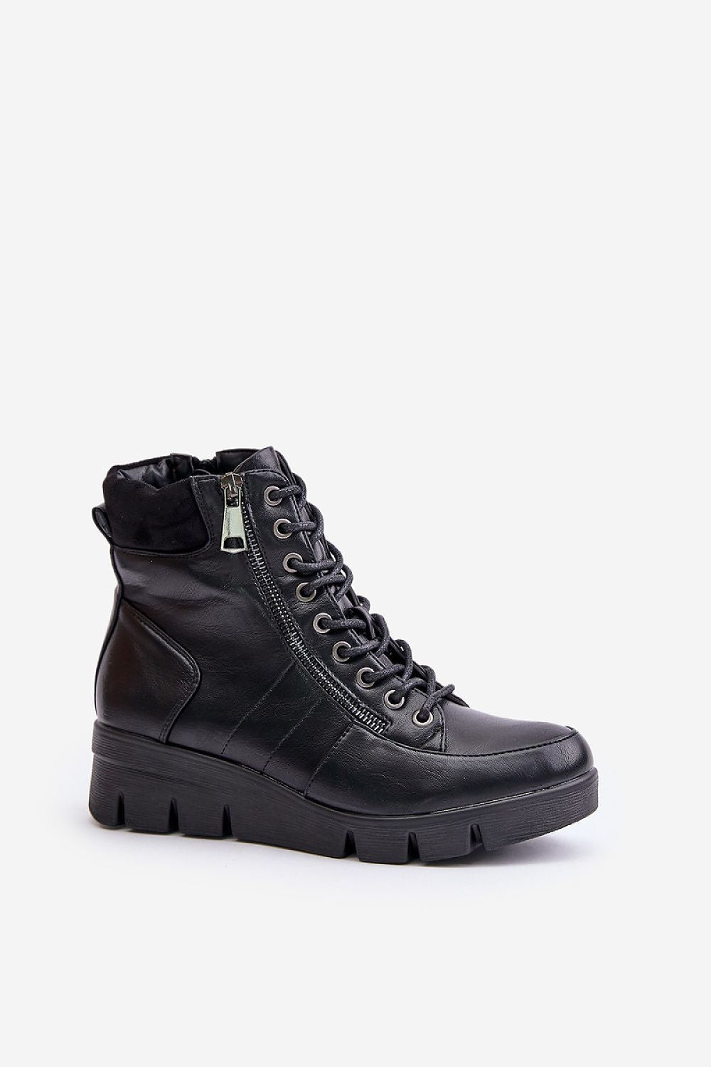 Eco Leather Women's Autumn-Winter Boots with Insulation, Platform and Zippered Design