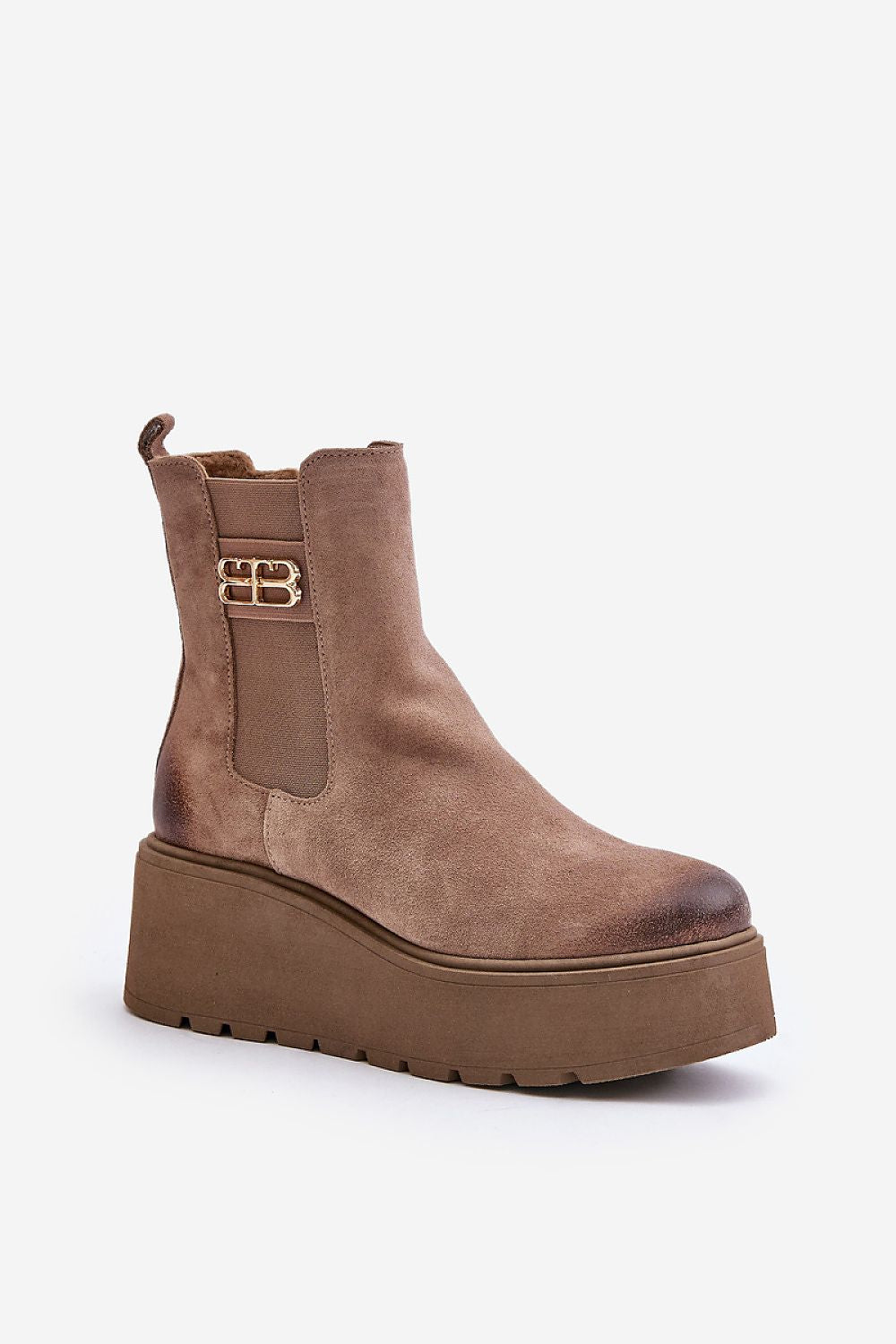 Luxury Women's Natural Suede Buskin Boots with Felt Insulation and 6.5cm Heel Height