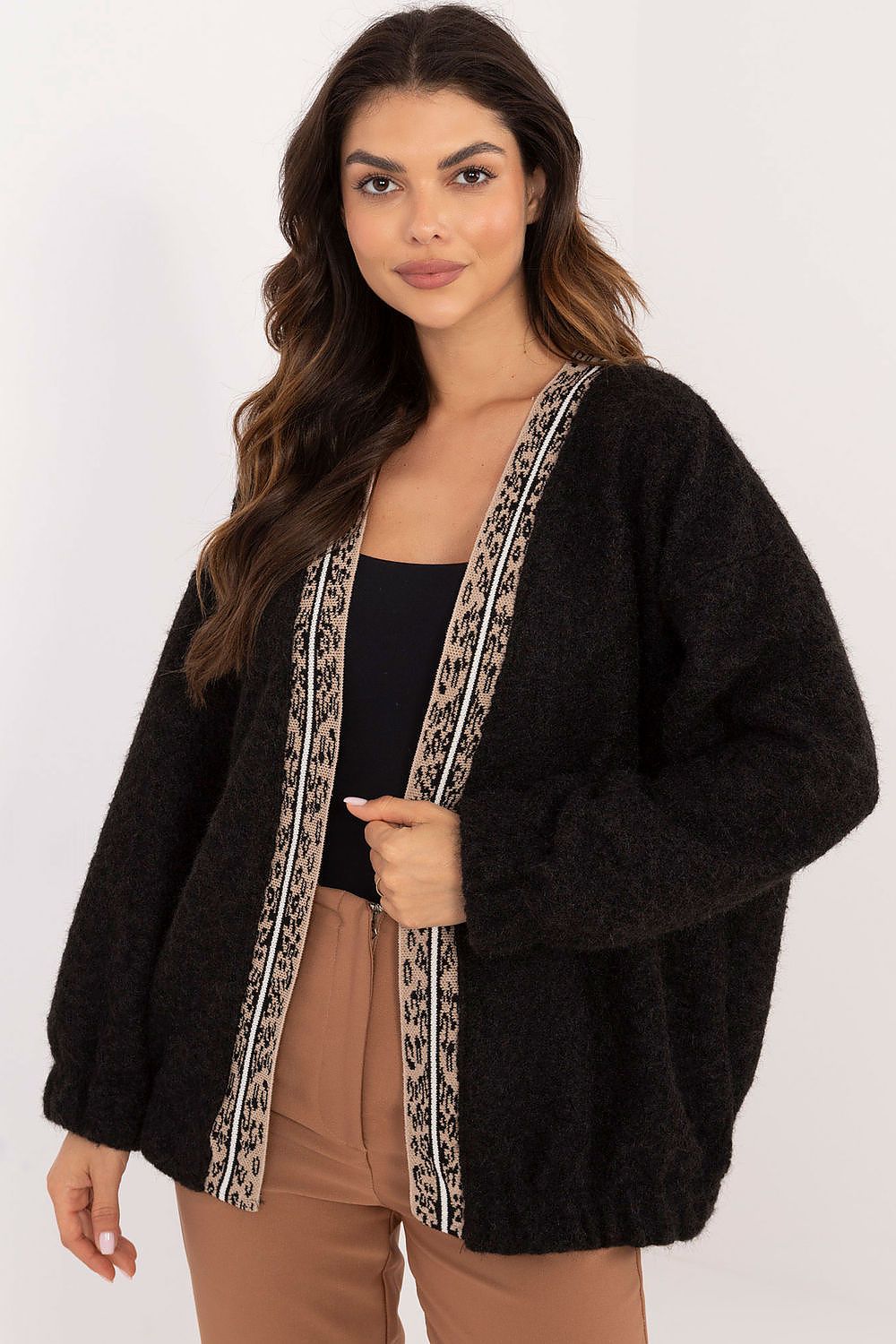 Elegant Long-Sleeve Unbuttoned Cardigan by Italy Moda - Soft 100% Polyester Comfort