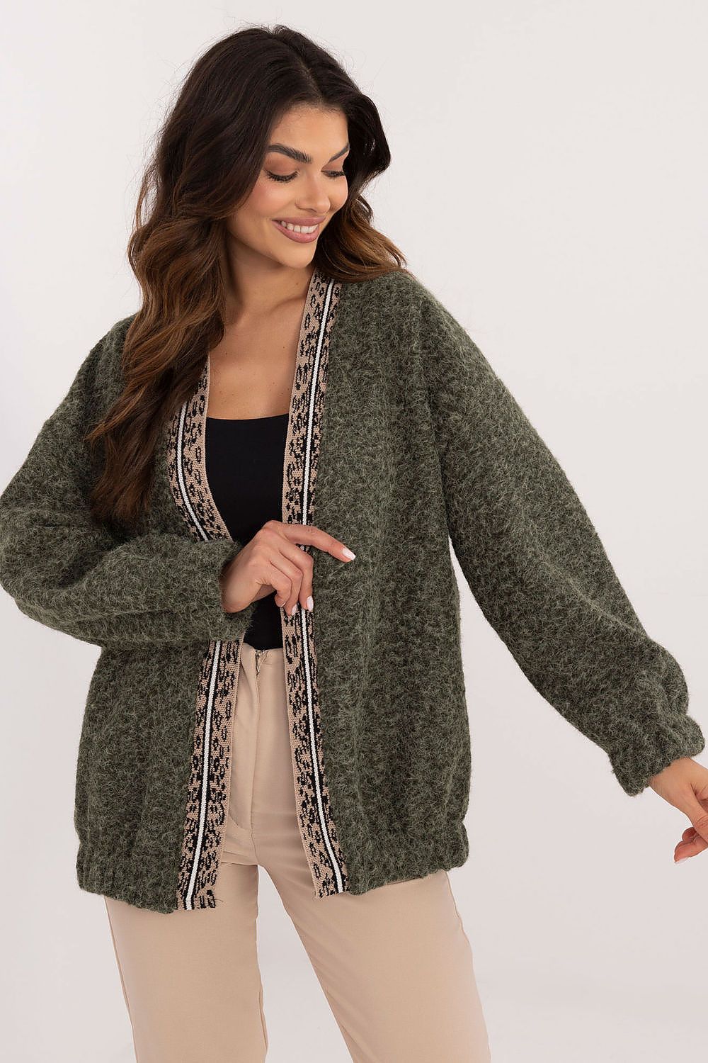 Elegant Long-Sleeve Unbuttoned Cardigan by Italy Moda - Soft 100% Polyester Comfort