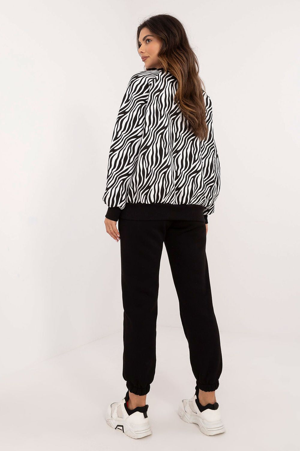 Stylish Casual Women's Set with Animal Print Sweatshirt, Long Sleeve Blouse, and High Waist Trousers