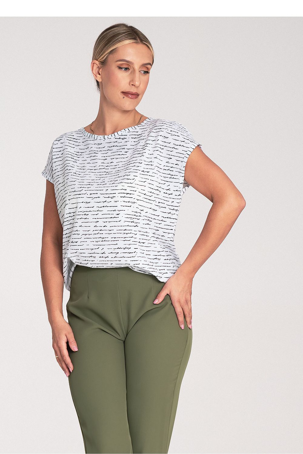 Figl Elegant Short Sleeve Blouse With Round Neckline and Back Clasp - Stylish Comfort in S to XL