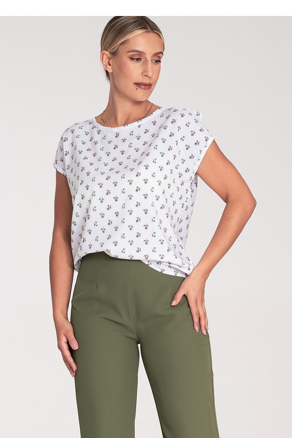 Figl Elegant Short Sleeve Blouse With Round Neckline and Back Clasp - Stylish Comfort in S to XL