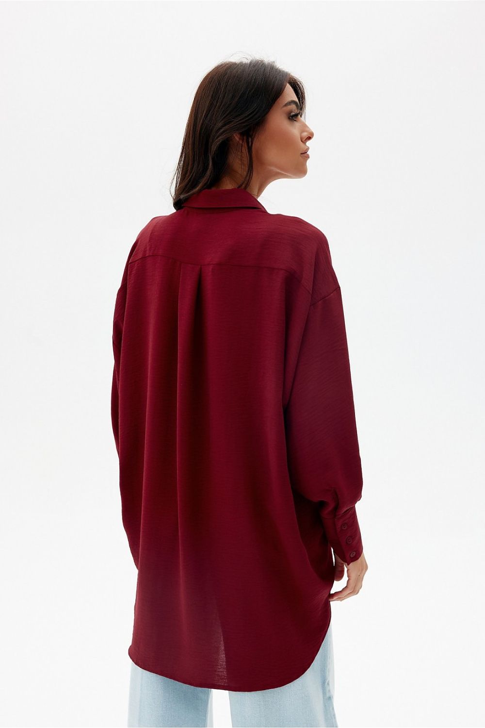 Asymmetrical Oversized Long Sleeve Women's Shirt with Classic Collar from Roco Fashion