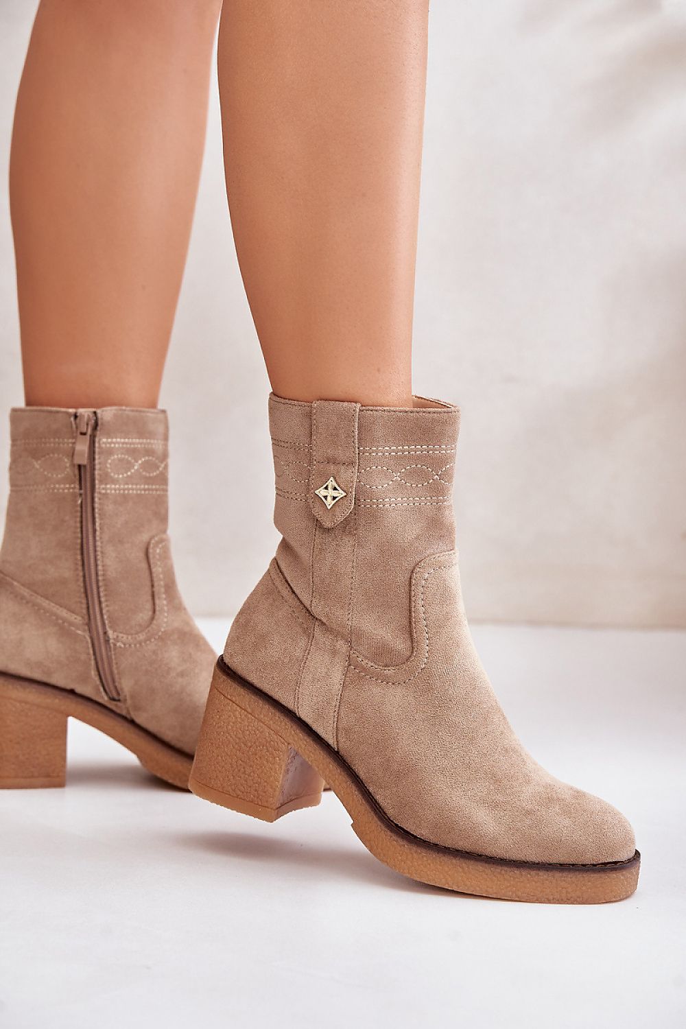 Luxury Eco-Suede Women's Heel Boots with Insulated Interior - 7cm Heel Height, Classic Design