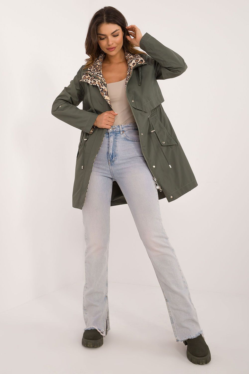 Luxury Women's Transitional Jacket by MBM – Stylish Animal Motif, Detachable Hood, Polyester Comfort