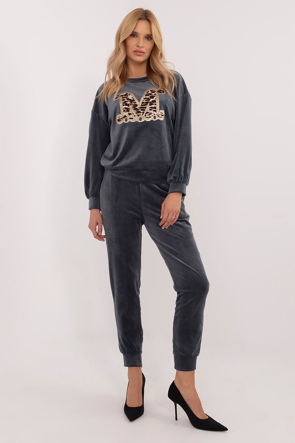 Luxury Women's Velour Lounge Set with Blouse and Pants - Soft Viscose Blend, Casual Style