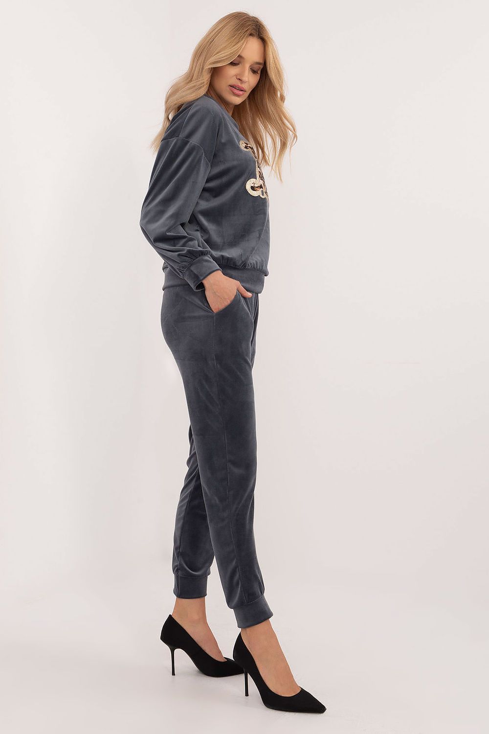 Luxury Women's Velour Lounge Set with Blouse and Pants - Soft Viscose Blend, Casual Style