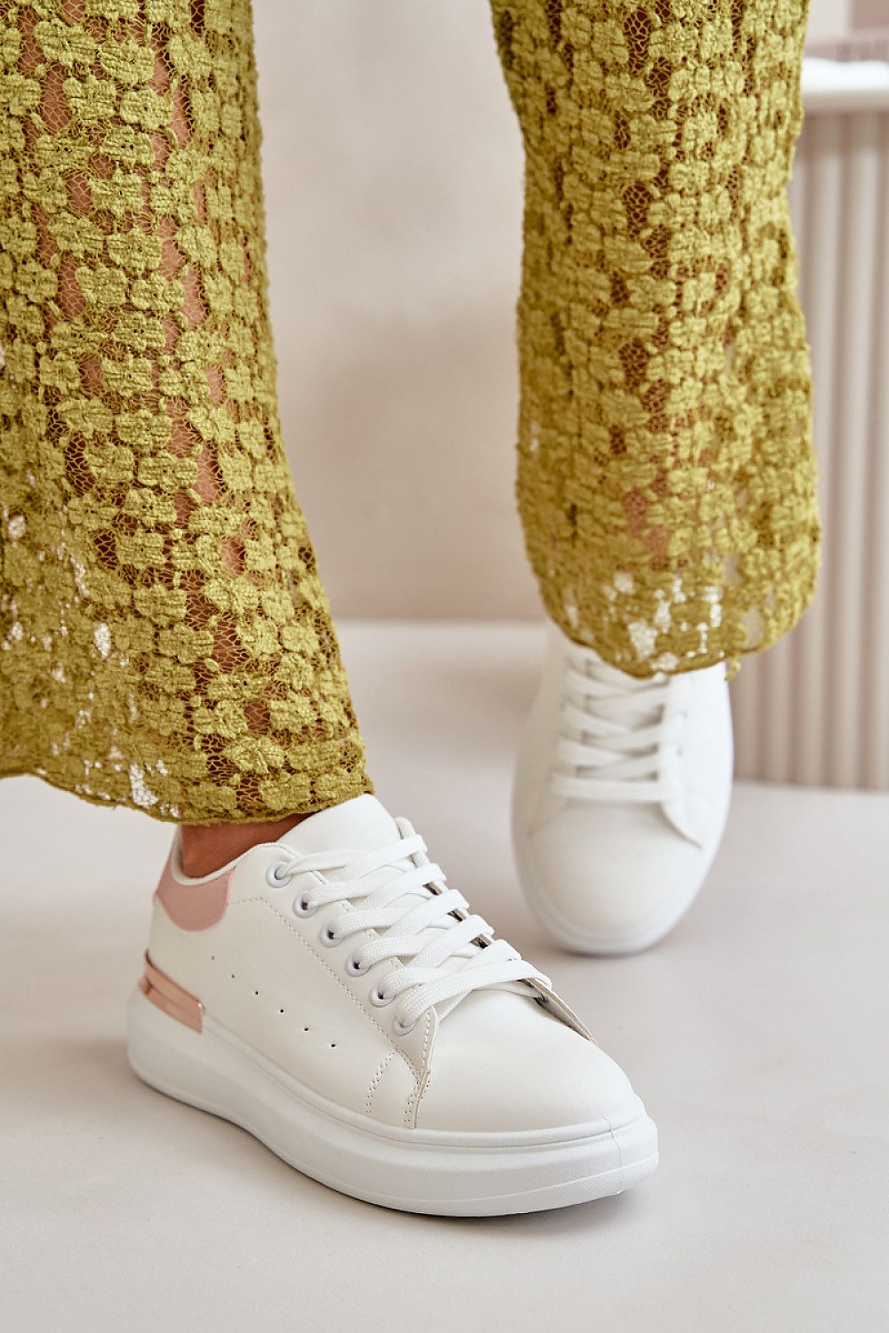 Women's Eco Leather Low Sneakers with Mirrored Platform - Sizes EU 36-41, Modern Glamour