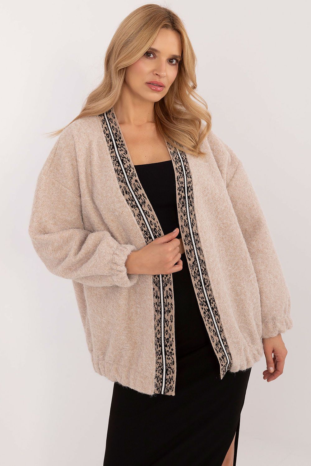Elegant Long-Sleeve Unbuttoned Cardigan by Italy Moda - Soft 100% Polyester Comfort