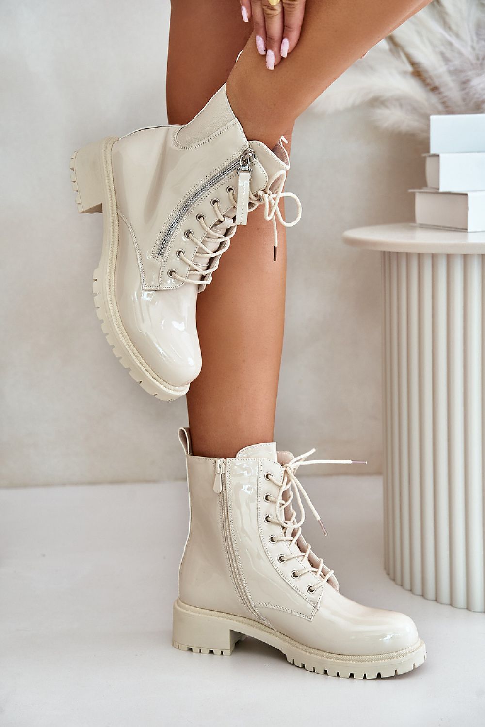 Elegant Eco Leather Women’s Booties - Insulated Mid-Height with Zip and Lace - EU Sizes 36-41