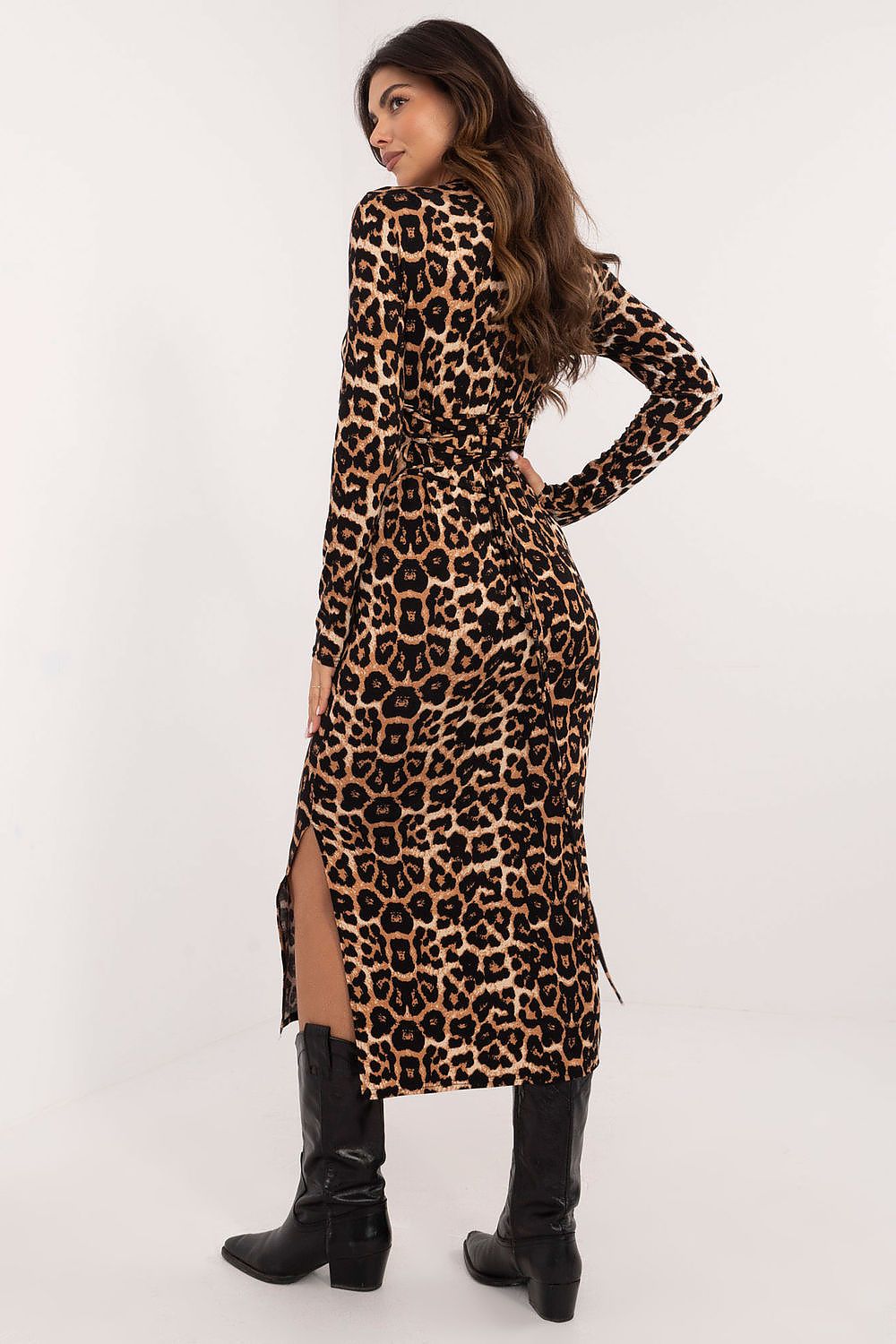 Elegant Midi Length Pencil Cut Daydress in Animal Print – Available in Sizes S to L
