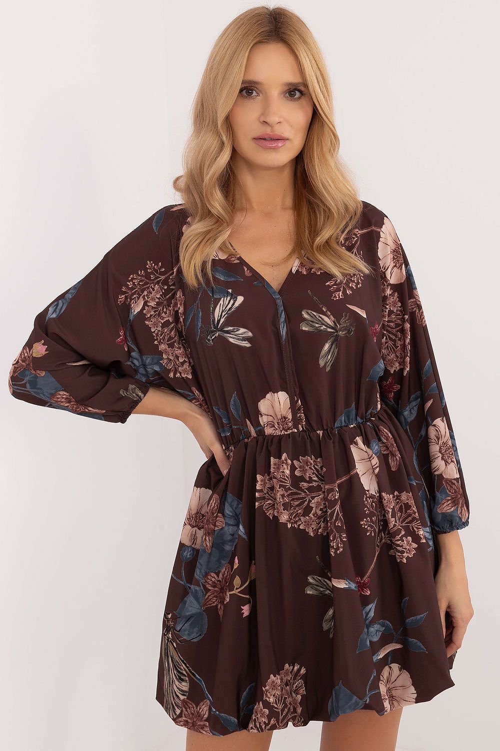 Flared Mini Dress with Animal Motif and Heart Neckline | Lightweight Polyester by Italy Moda