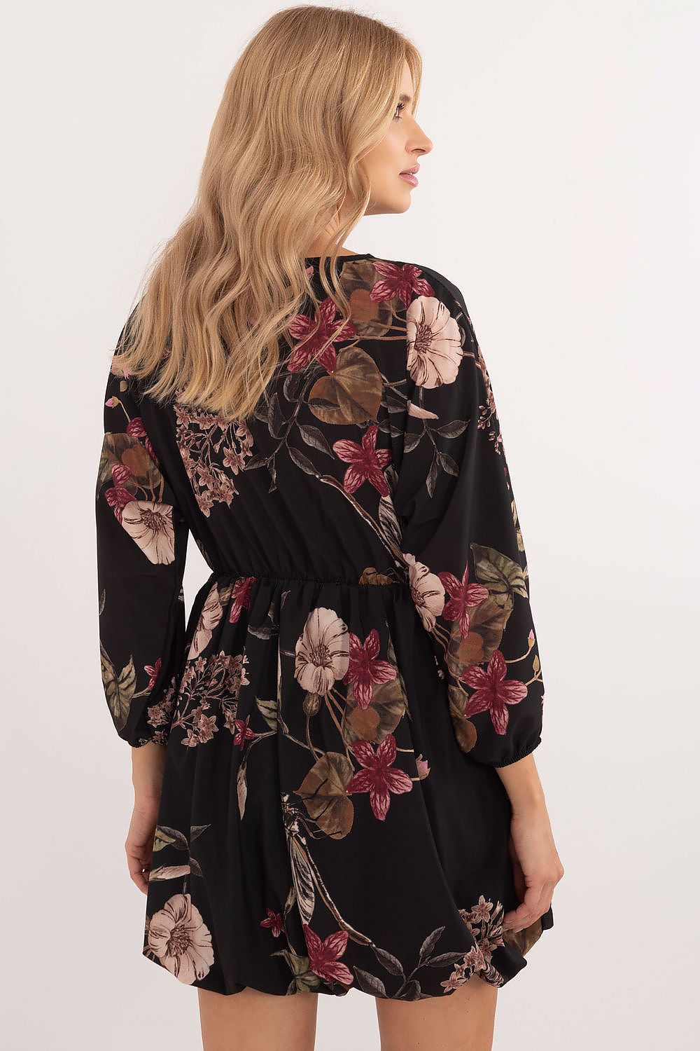 Flared Mini Dress with Animal Motif and Heart Neckline | Lightweight Polyester by Italy Moda