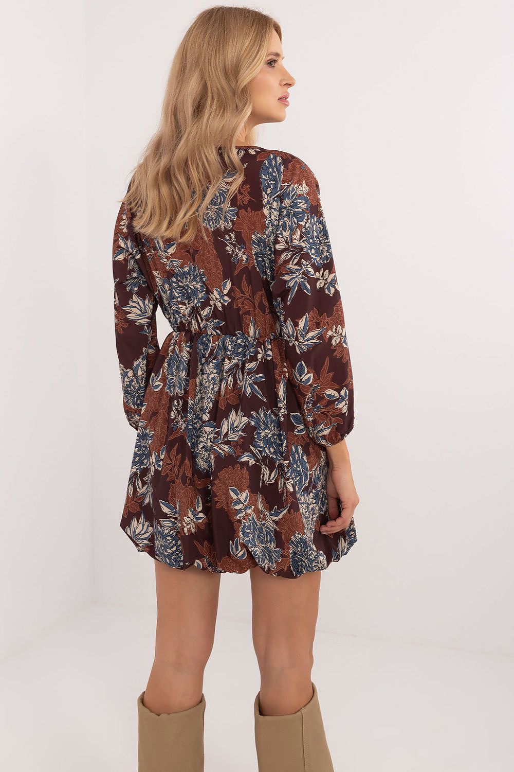 Flared Mini Dress with Animal Motif and Heart Neckline | Lightweight Polyester by Italy Moda