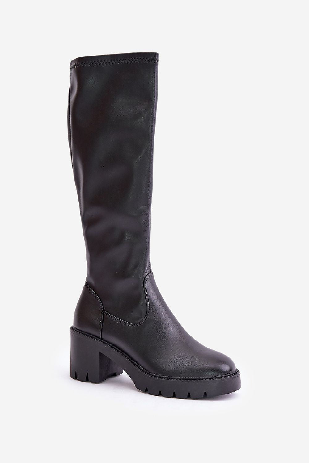 Elegant Women's Eco Leather Knee-High Heel Boots with Zipper Closure, Sizes EU 36-40