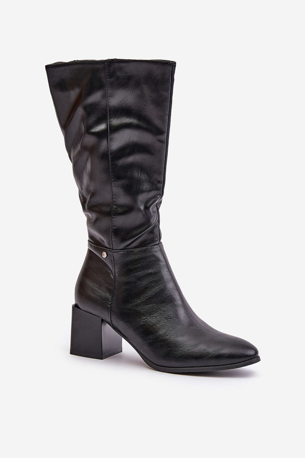 Elegant Jezzi Eco Leather Heel Boots - Almond Toe Design, 6.5Cm Stiletto, Sizes EU 36-40