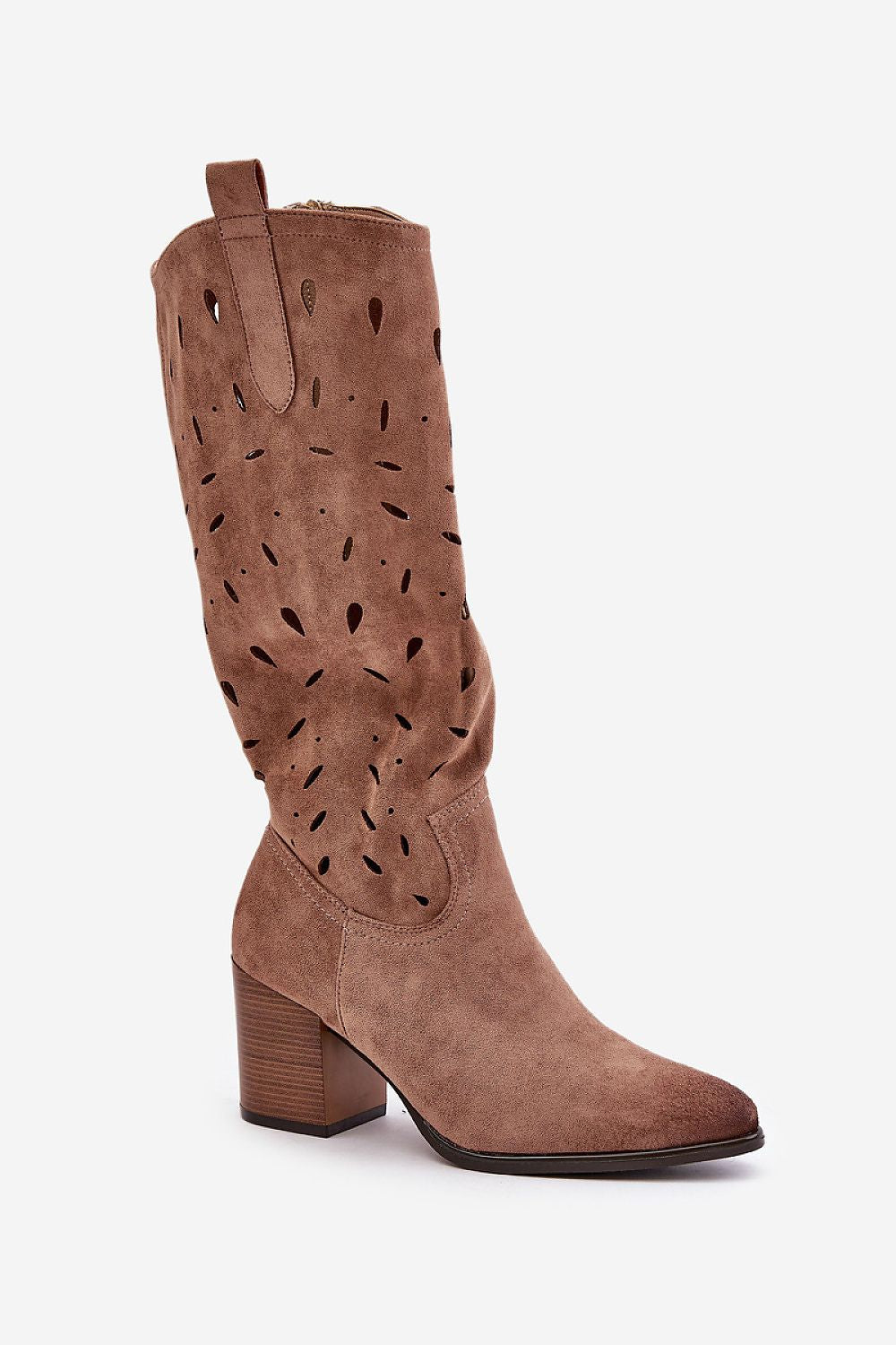 Elegant Eco-Suede Heel Boots with Pointed Toe in Multiple Sizes for Chic Styling