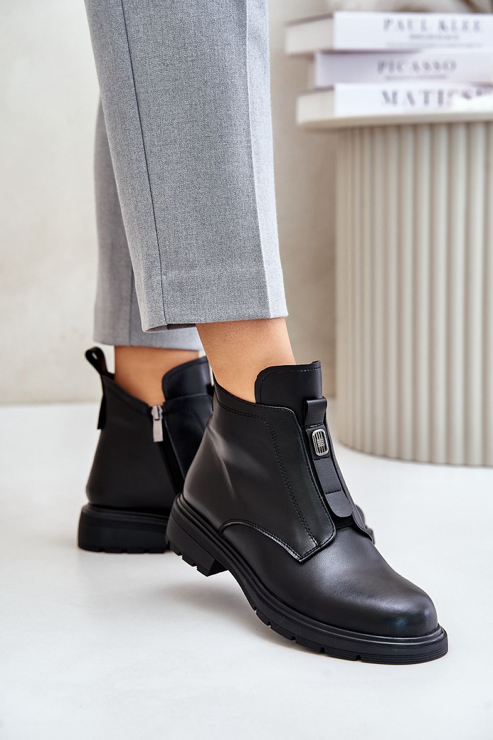 Women's High-Quality Natural Leather Flat-Heeled Ankle Boots with Zipper - Sizes EU 36-41, Warm Insulation
