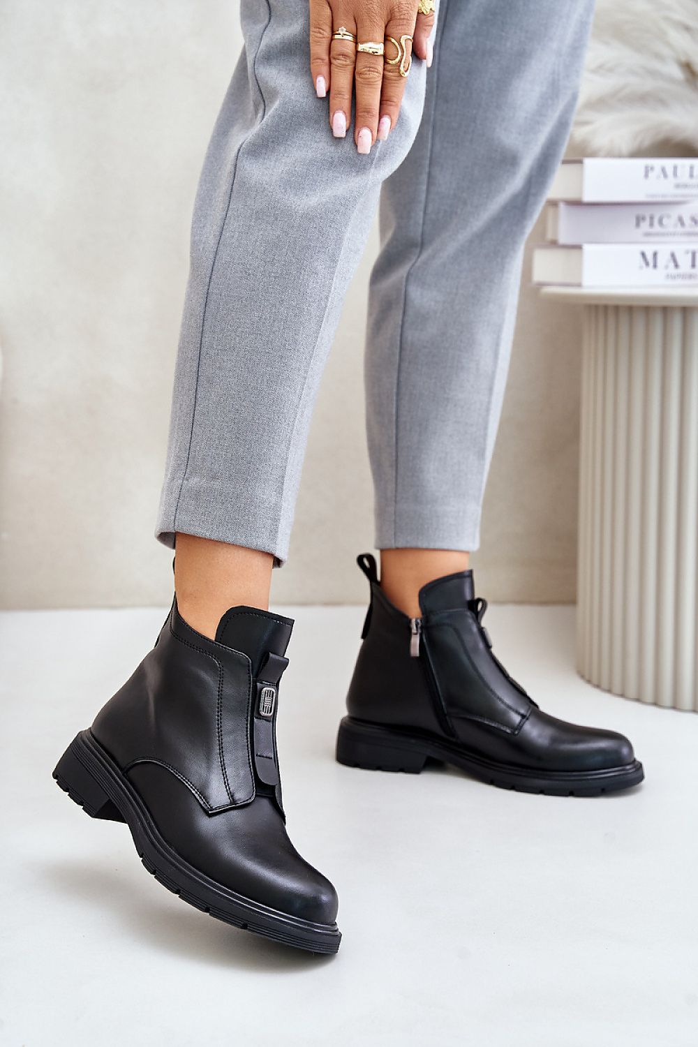 Women's High-Quality Natural Leather Flat-Heeled Ankle Boots with Zipper - Sizes EU 36-41, Warm Insulation