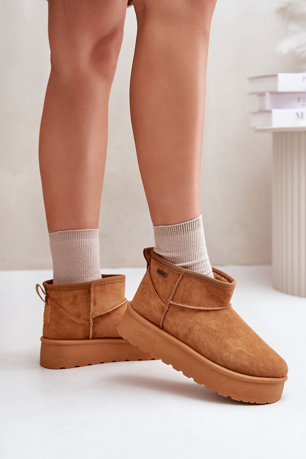 Luxury Women's Low Snow Boots in Imitation Leather Suede with Fur Warmers, EU Sizes 36-41