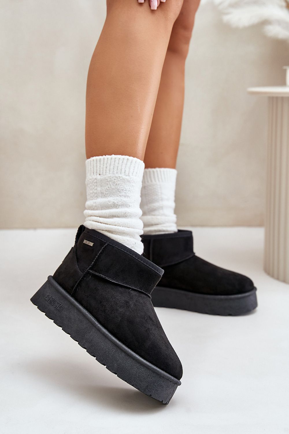 Luxury Women's Low Snow Boots in Imitation Leather Suede with Fur Warmers, EU Sizes 36-41