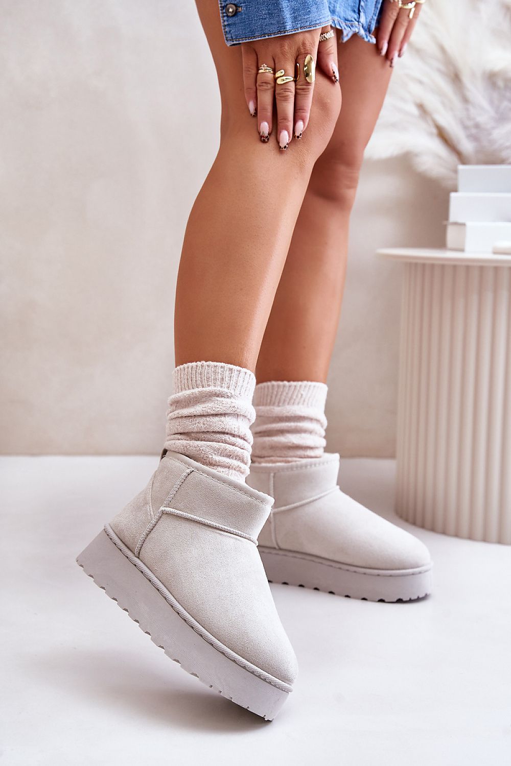 Luxury Eco Suede Snow Boots with Thick Faux Fur Lining, Ankle-High, Sizes EU 36-41