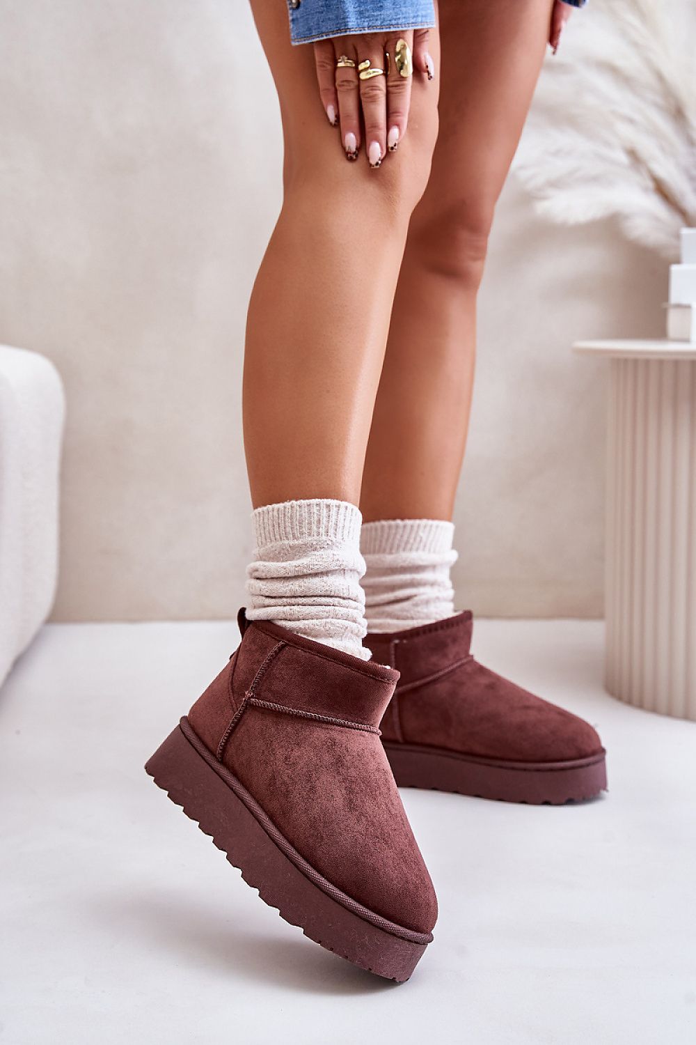 Luxury Eco Suede Snow Boots with Thick Faux Fur Lining, Ankle-High, Sizes EU 36-41