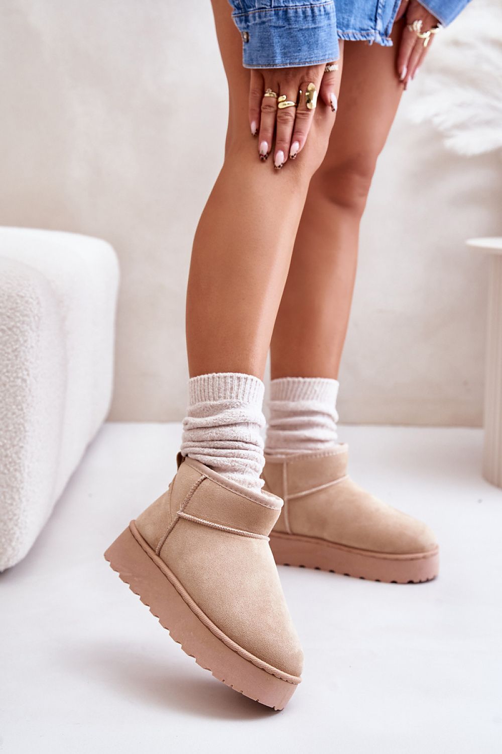 Luxury Eco Suede Snow Boots with Thick Faux Fur Lining, Ankle-High, Sizes EU 36-41