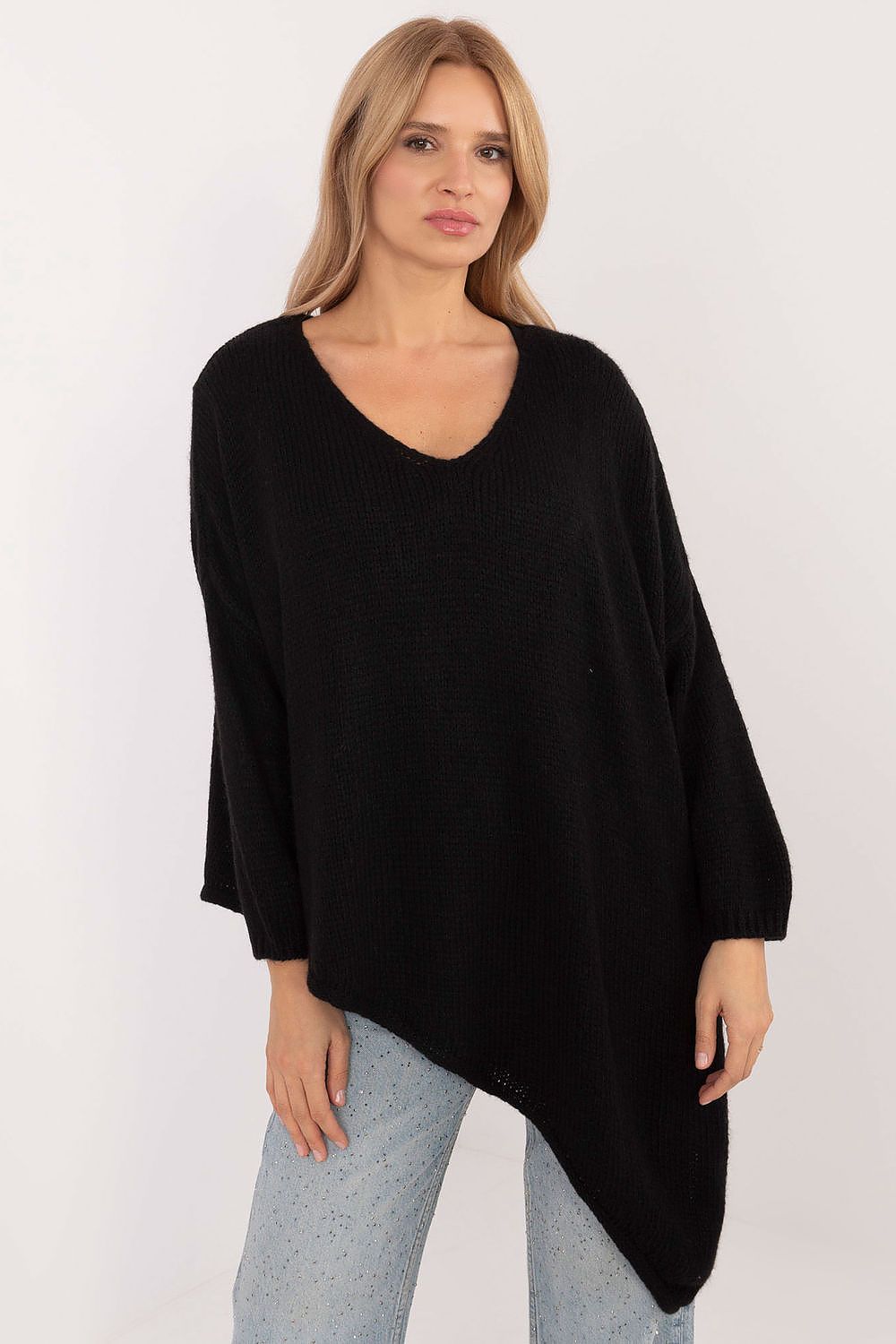 Och Bella Women's Asymmetrical Hem Sweater - EU 0, Casual Comfort in Premium Wool Blend