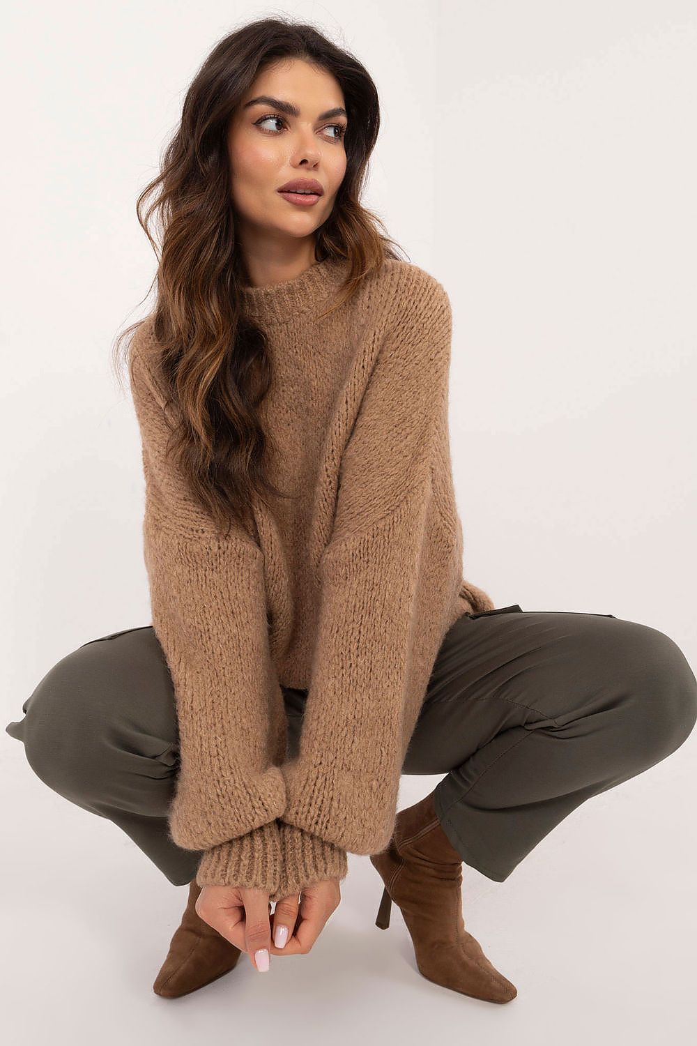 Och Bella Women's Elegant Casual Jumper Sweater - Standard Length, Long Sleeves, Size EU 0, Soft Blend Fabric