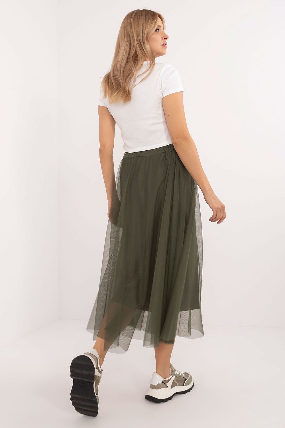 Elegant Midi Flared Tulle Skirt By Italy Moda - Comfortable Polyester, Perfect For Any Occasion