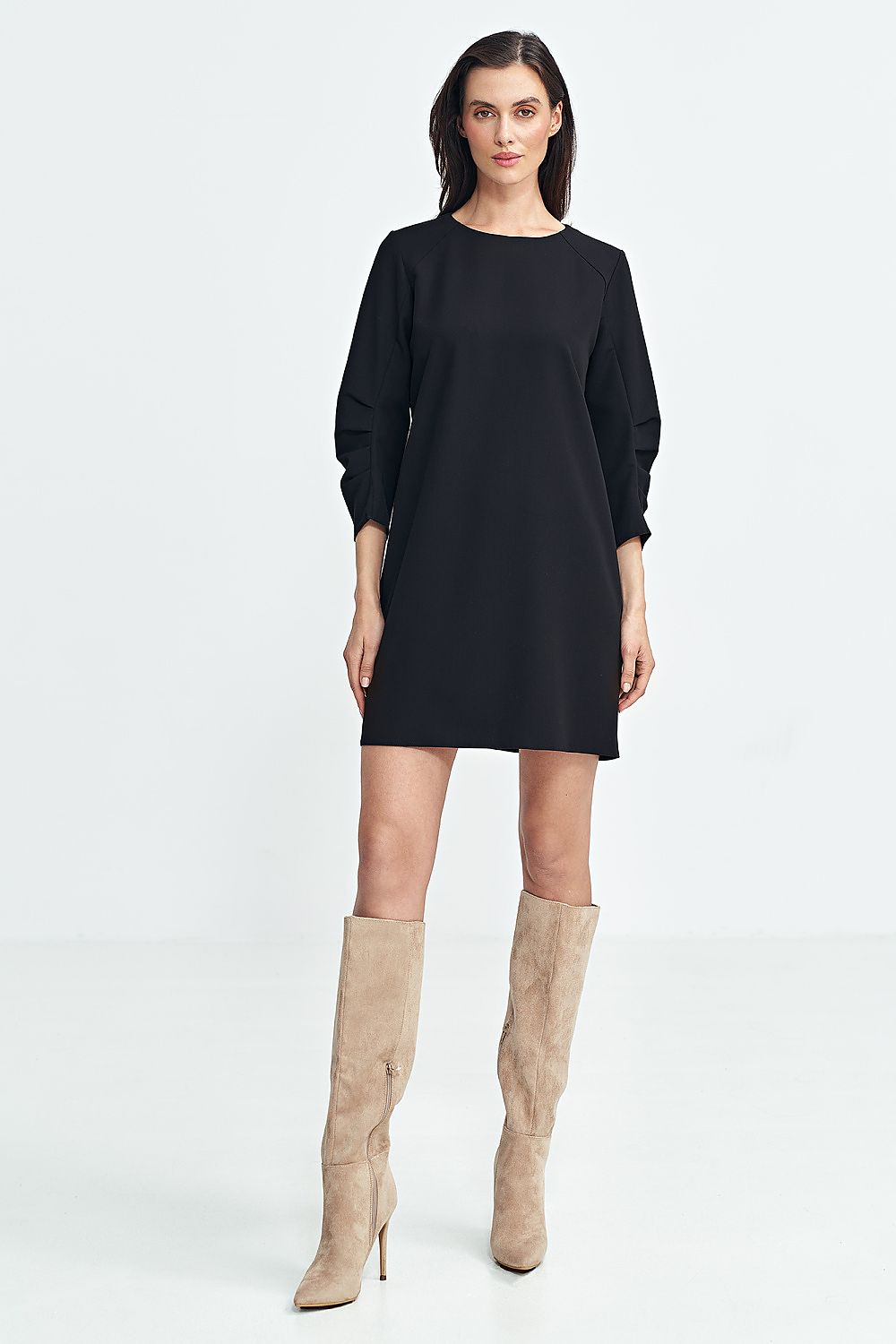 Elegant A-Line Daydress with 3/4 Sleeves and Contrasting Tennis Stripes by Nife