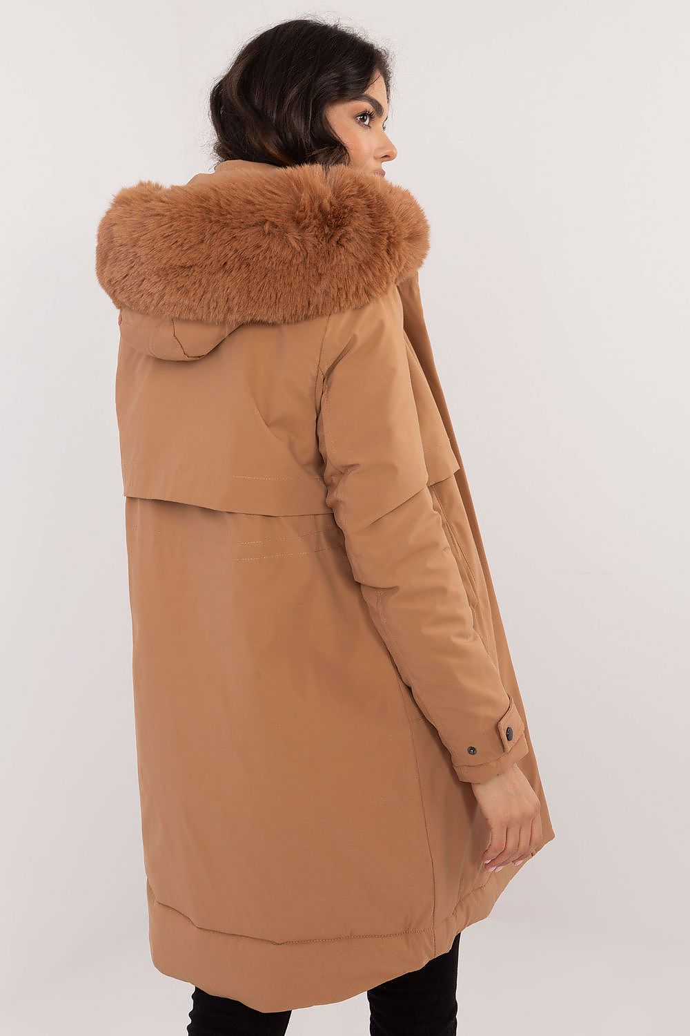 Luxury Quilted Jacket With Detachable Fur Hood, Waist Belt And Zipper Pockets - Sizes S, M, L, XL, XXL