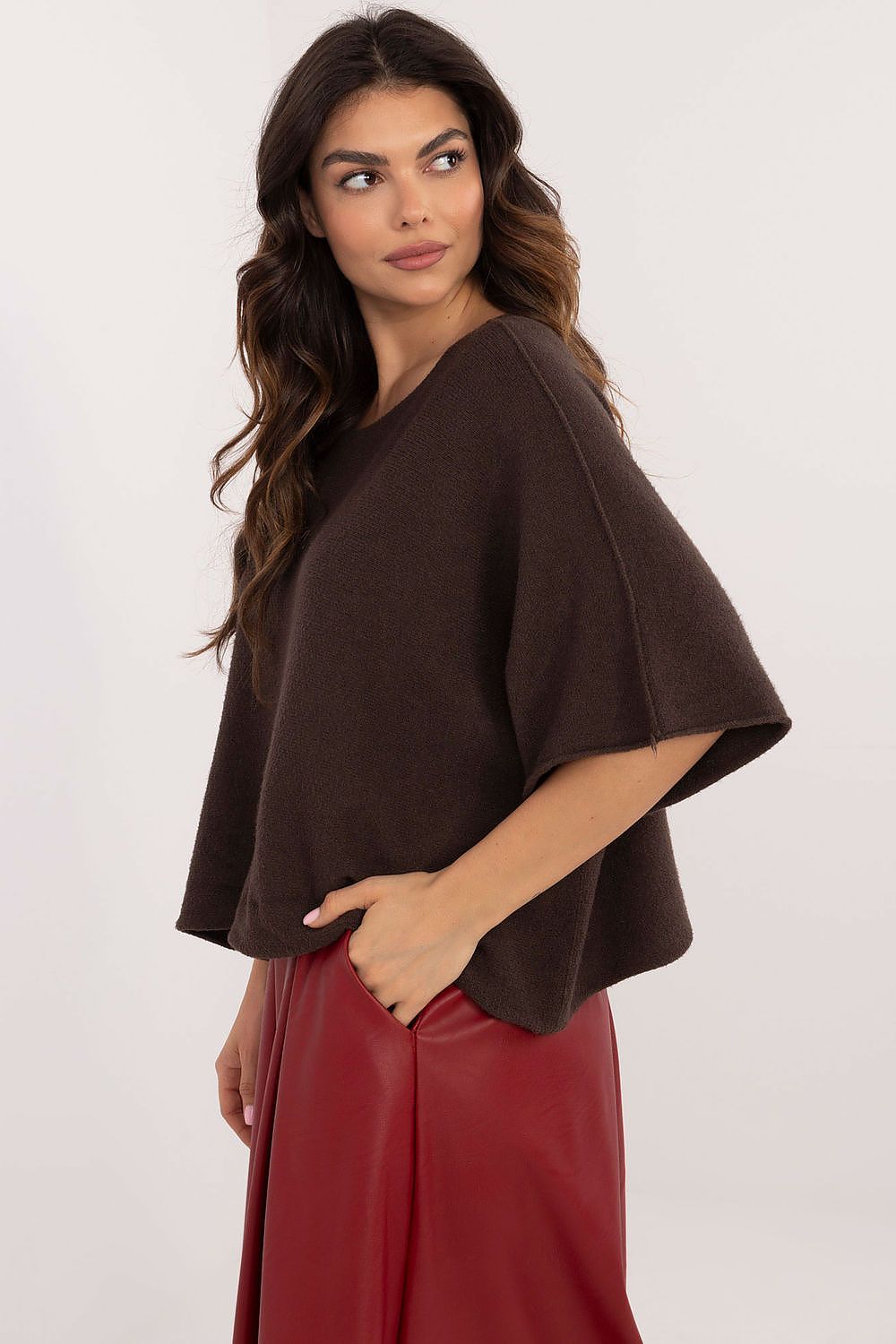 Elegant Oversized Reversible Short Sleeve Women's Sweater by BFG - Available in EU 0