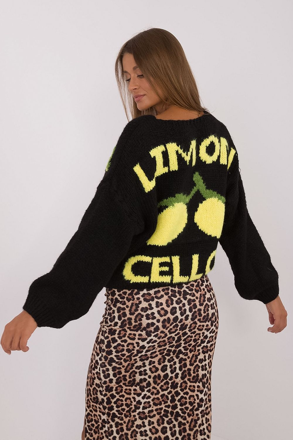 Elegant Ladies' Cardigan by Italy Moda - Unique Print, V-Neck, Warm Blend of Acrylic, Wool & Viscose