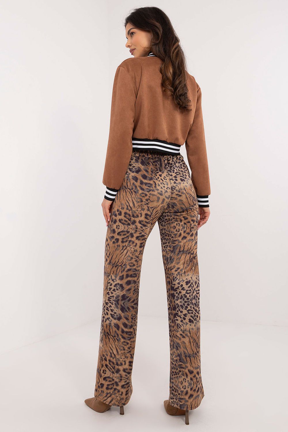 Elegant High Waist Women’s Trousers With Animal Motif - Classic Fit, Sizes EU 36-42