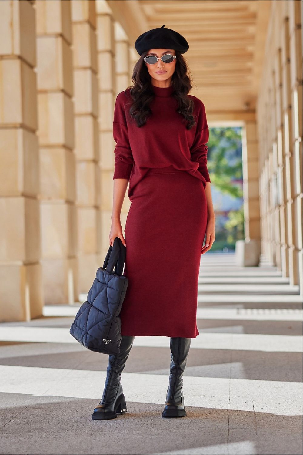 Carmen Midi Skirt by Roco Fashion - Elegant Tube Cut, Warm Knitted Fabric, Sizes EU 36-42