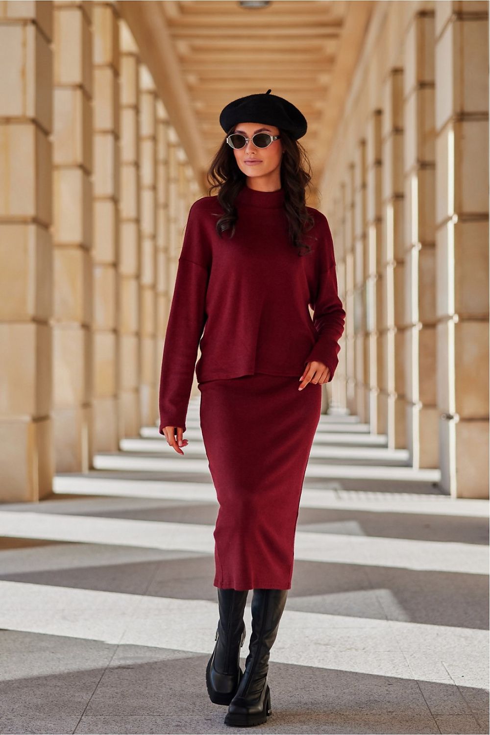 Carmen Midi Skirt by Roco Fashion - Elegant Tube Cut, Warm Knitted Fabric, Sizes EU 36-42