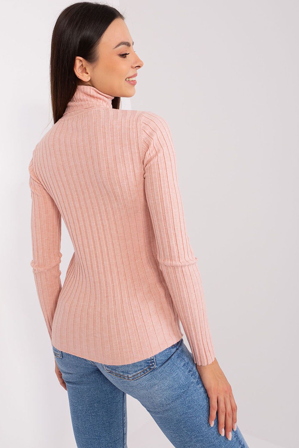 Luxury Viscose Turtleneck Sweater with Ribbed Fabric - Elegant Comfort for Work and Everyday Wear