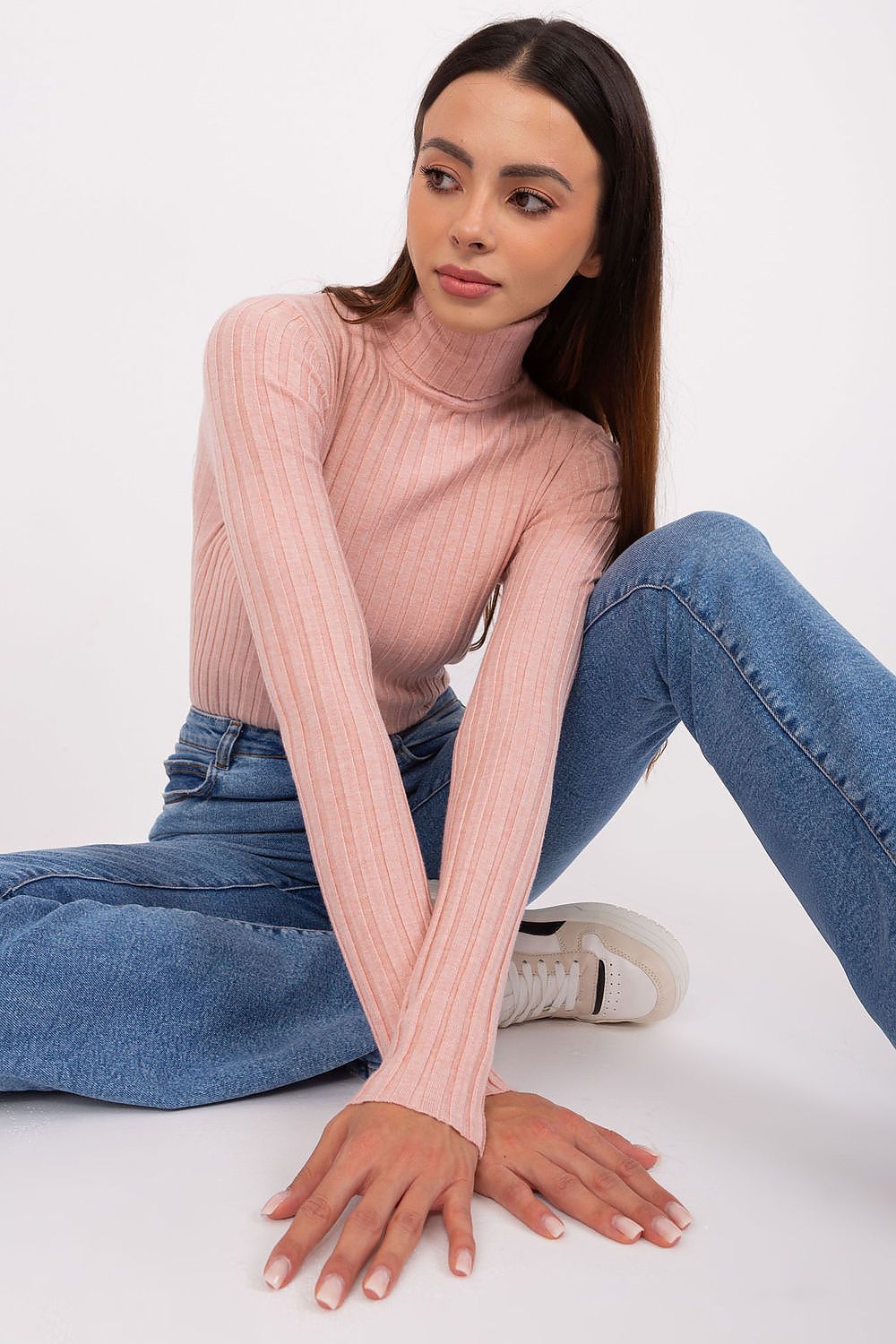 Luxury Viscose Turtleneck Sweater with Ribbed Fabric - Elegant Comfort for Work and Everyday Wear