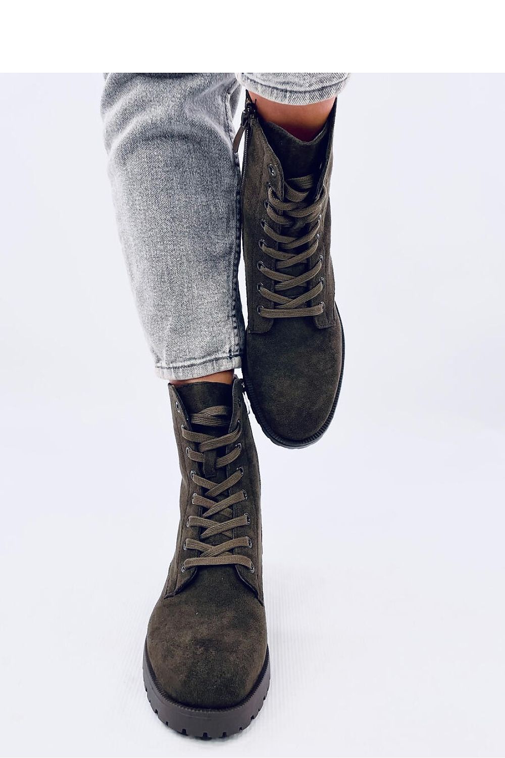 Inello Women's Eco-Suede Booties, Lined with Soft Fur, Side Zipper, Lace-Up, Sizes EU 36-41