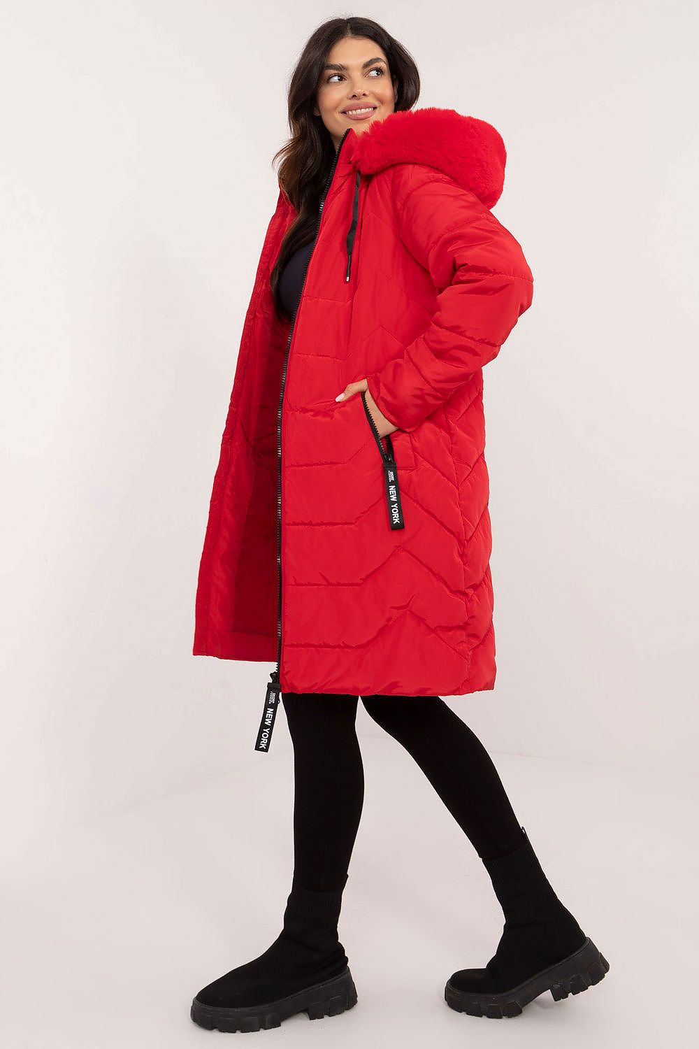 Luxury Women's Quilted Down Jacket with Detachable Fur Hood, Sizes S-XXL for Autumn/Winter