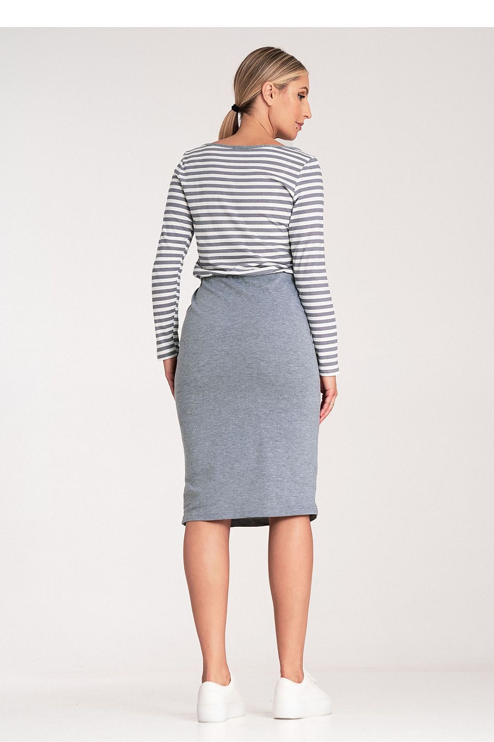 Luxury Striped Cotton Daydress by Figl with Long Sleeves, Sizes S to XL Available