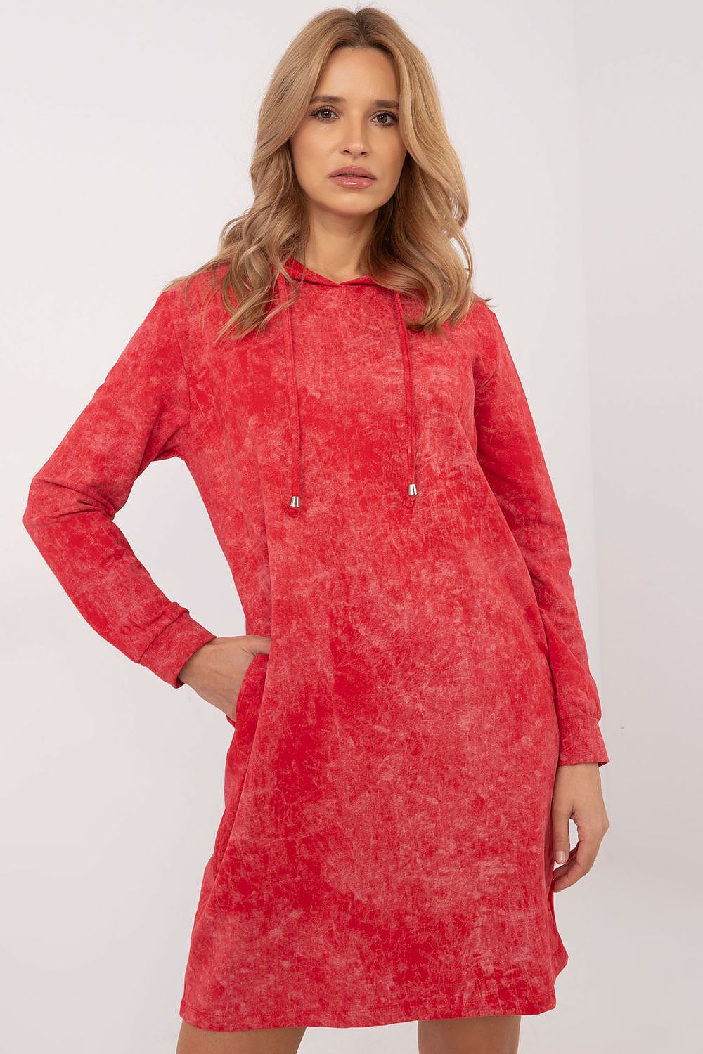 Elegant Cotton Blend Marble Print Sweatshirt Dress with Hood, Sizes EU 0-4 - Stylish Casual Comfort