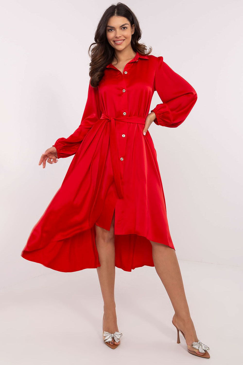 Luxurious Midi Length Asymmetrical Shirt Dress in Animal Print by Lakerta | Sizes S/M, L/XL