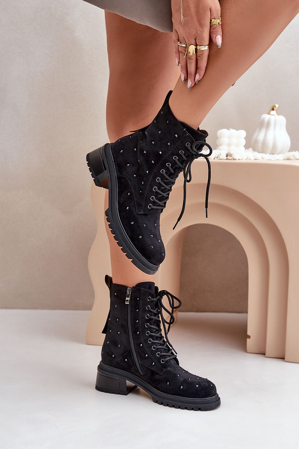 Luxury Women's Eco-Suede Zip-Up Boots with Eye-Catching Decoration, Sizes EU 36-40