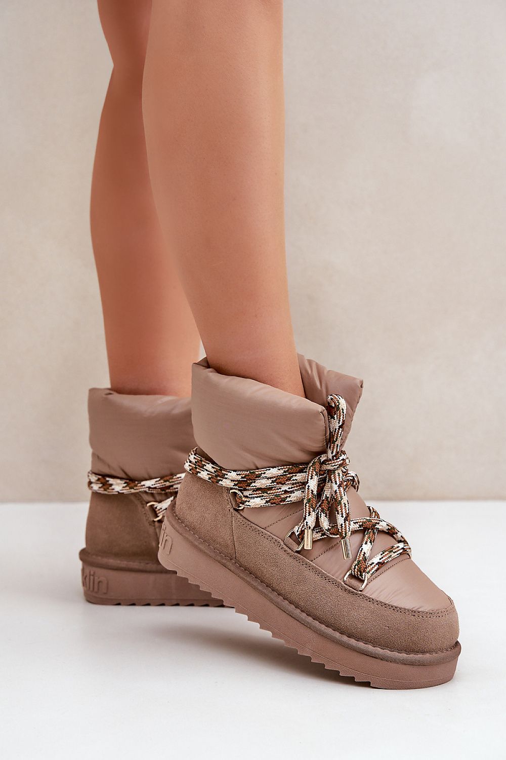 Luxury Women's Snow Boots in Natural Suede - Warm Fur Lining, Thick Lacing, EU Sizes 36-41